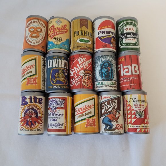 1980's Vintage Chug-a-Can Candy Lot of 15 Beer Soda Spoof Candy Cans - Picture 2 of 5